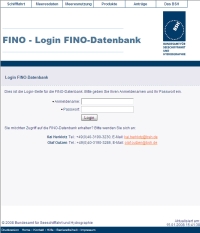 Screenshot of FINO database